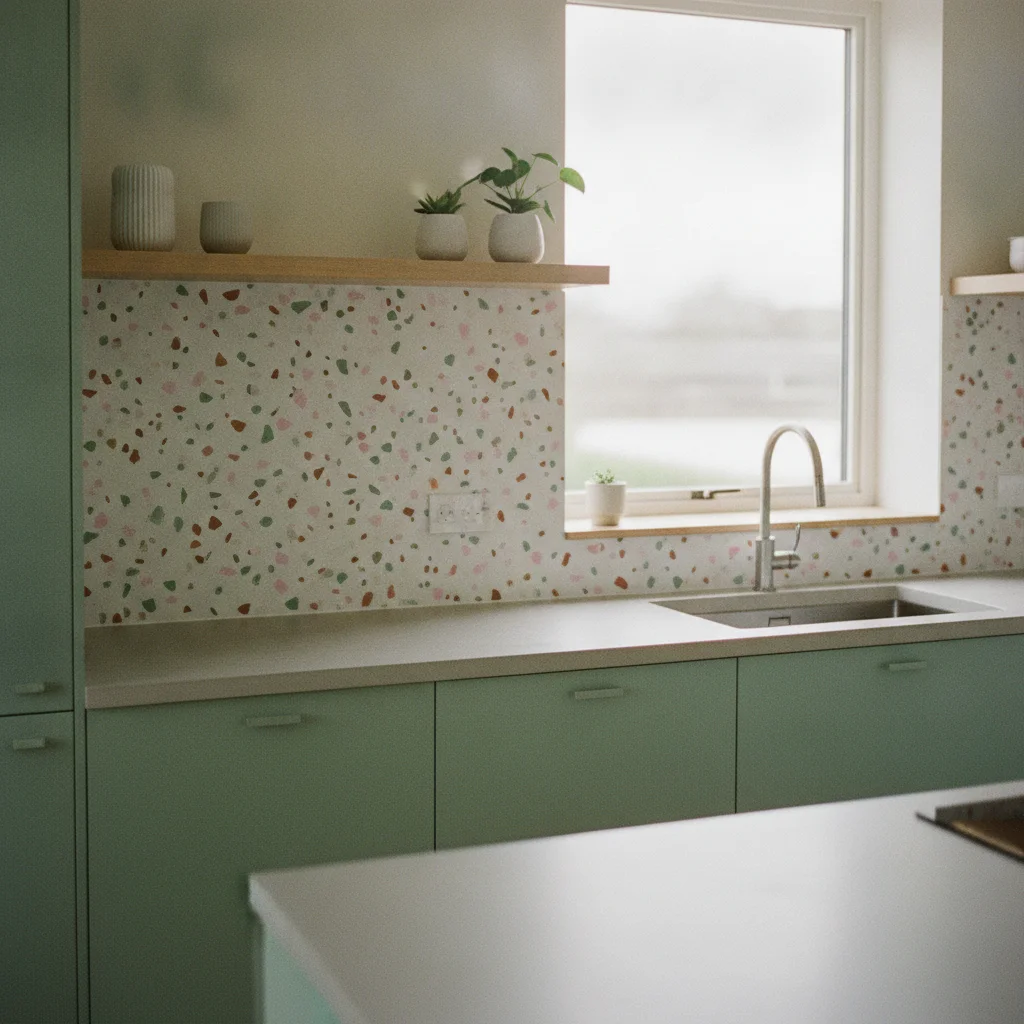 Crédence effet terrazzo : le granito qui remet de la couleur